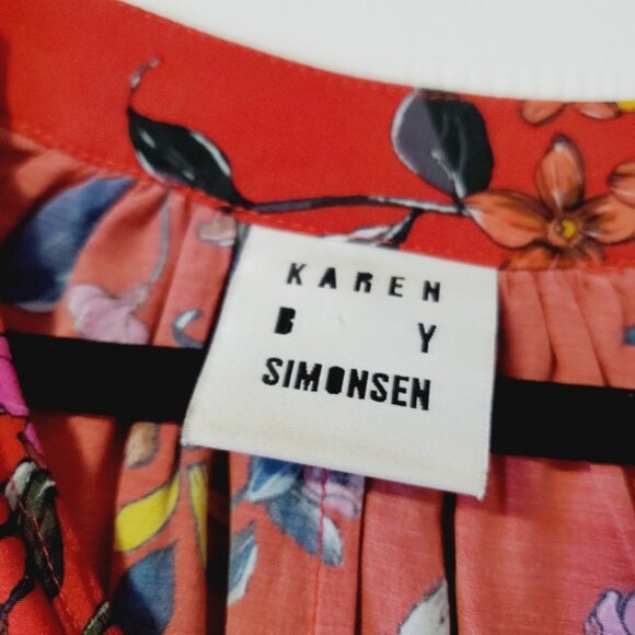 Elegant Floral Long Sleeve Dress - Vibrant Red - Picture 4 of 6